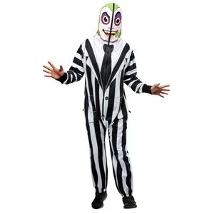 Rubies Beetlejuice Halloween Costume Hooded Jumpsuit Cosplay Adult M